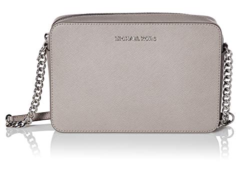 Michael Kors Jet Set - Bandolera para mujer, Gris (Saffiano gris perla), Talla única