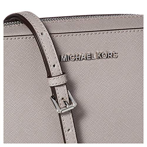 Michael Kors Jet Set - Bandolera para mujer, Gris (Saffiano gris perla), Talla única