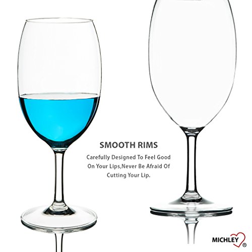 MICHLEY Copas de Vino, 100% Tritan-plástico Irrompible Copas Vino Cristal, 55 cl Copas de Vino Tinto Grandes, BPA y EA Gratis Vasos de plastico Conjunto de 4