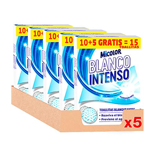 Micolor Toallitas Blanco Intenso 10+5D – Pack de 5, Total: 65 Toallitas