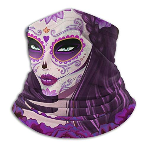 Miedhki - Bandanas con estampado de calavera de azúcar para mujer, bandanas para uso al aire libre, sin costuras, multiuso