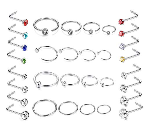 Milacolato 32 pezzi acciaio inox anello alare CZ Hoop Stud orecchino per le donne ragazza