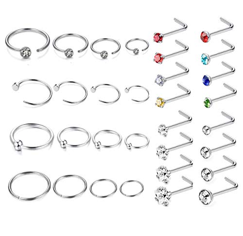 Milacolato 32 pezzi acciaio inox anello alare CZ Hoop Stud orecchino per le donne ragazza