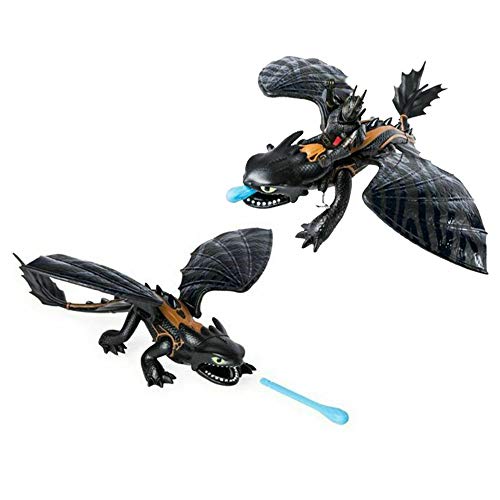 MINGZE Cómo Entrenar a tu dragón Conjunto de Modelos - Dragón Desdentado, Viking Hiccup/Lightfury, Figuras de Juguete para niños Dragon Riders, 4 año(s) Niño/niña (Toothless and Hiccup)