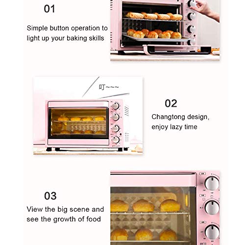 Mini horno de 35 l, horno de cocina eléctrico multifuncional de 1600 W, 4 funciones de cocción, 4 interruptores giratorios, temporizador de 60, 70 ° -230 ° C, modo de convección particularmente eficaz