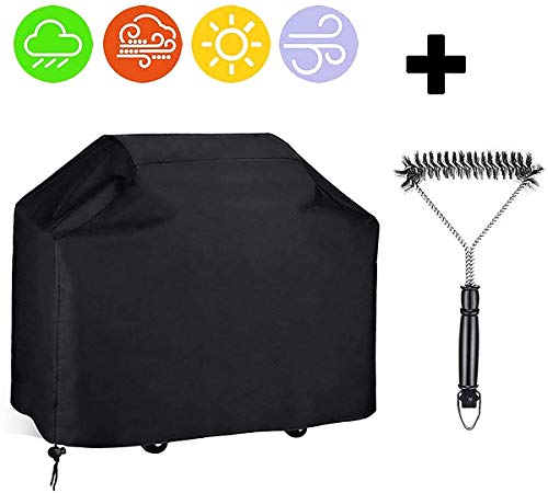 MINPE Funda para Barbacoa Impermeable, 210D Oxford Funda Protectora para Barbacoa con Un Cepillo de La Parrilla(145x61x117cm)