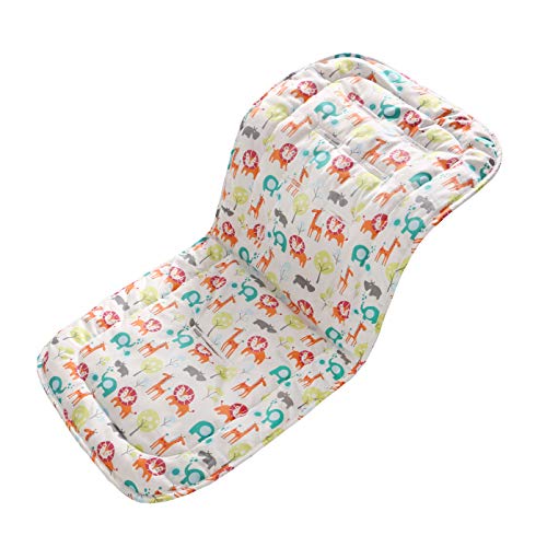 Miracle Baby Cojín Carro Bebe,Colchoneta Silla Paseo Universal Transpirable,Cojín Silla de Paseo para el Cochecito y Asiento de Carro, 100% Algodón, 32x80cm(Zoo)