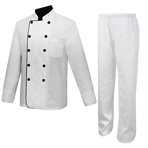 MISEMIYA - Casaca Cocina Uniforme Bar Restaurante HOSTELERÍA DE Chef Cocinero Bar Restaurante Mangas LARGAS - Ref.842B - XXL, Chaquetas y Pantalón 842B8 - Blanco