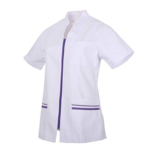 MISEMIYA - Casaca SEÑORA Mangas Cortas Uniforme Laboral CLINICA Hospital Limpieza Veterinaria SANIDAD HOSTELERÍA - Ref.702 - S, Lila