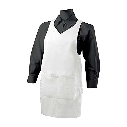 MISEMIYA - Delantal Limpieza con Bolsillo 85mm*70mm Uniforme Laboral CLINICA Hospital Limpieza Veterinaria SANIDAD HOSTELERÍA- Ref.8601 - Blanco, Pack*1, 85cm*70cm - 8601