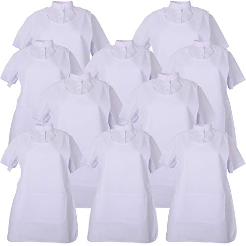 MISEMIYA - Pack*10 Pcs - Delantal Limpieza Uniforme Laboral CLINICA MÉDICOS Limpieza Veterinaria Sanitarios HOSTELERÍA- Ref.868 - L, Blanco