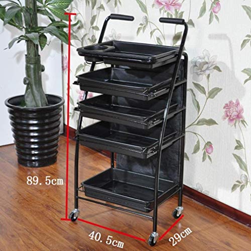 MISLD Carro de la Compra Bar ABS Almacenamiento tubería de Hierro del Canal de la Bolsa Carga, 2 Modelos (Color, Negro, tamaño 5tier),Negro,5tier