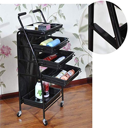 MISLD Carro de la Compra Bar ABS Almacenamiento tubería de Hierro del Canal de la Bolsa Carga, 2 Modelos (Color, Negro, tamaño 5tier),Negro,5tier