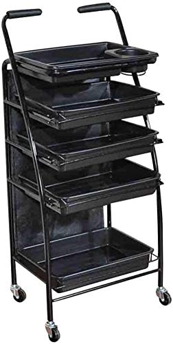 MISLD Carro de la Compra Bar ABS Almacenamiento tubería de Hierro del Canal de la Bolsa Carga, 2 Modelos (Color, Negro, tamaño 5tier),Negro,5tier