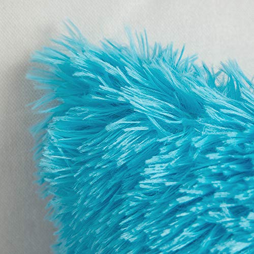 MIULEE Juego de 2 Cojines Protectores Faux Fur Throw Funda de cojín Deluxe Home Decorativo Cuadrados y Suaves Cojines PeloPara la Hogar Sofá Cama del12 x20 Inch 30x50cm Azul Claro