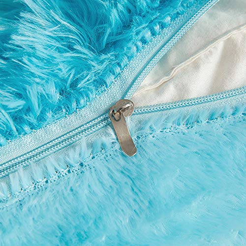 MIULEE Juego de 2 Cojines Protectores Faux Fur Throw Funda de cojín Deluxe Home Decorativo Cuadrados y Suaves Cojines PeloPara la Hogar Sofá Cama del12 x20 Inch 30x50cm Azul Claro