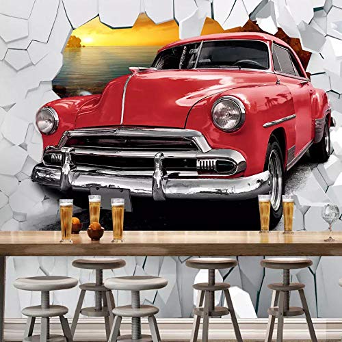 MJJBBH Papel Tapiz Autoadhesivo Mural (W) 450X (H) 300Cm Papel Tapiz 3D Foto Retro Industria Del Automóvil Viento Juventud Niños Dormitorio 3D Mural Arte De La Pared Niño Niña Habitación Cartel De