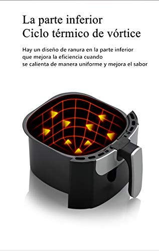 mkjia Freidora Sin Aceite de Aire Alta Capacidad 6 litros Temperatura 200° Temporizador 30min Durable Antiadherente 1400W Papas Fritas