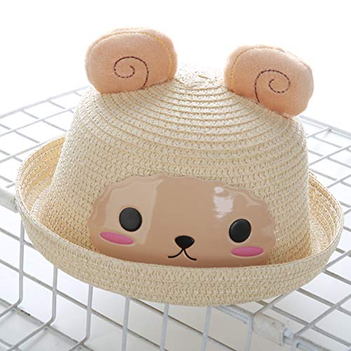 mlpnko Nuevo Sombrero de Paja para niños de Dibujos Animados Animal Hat bebé Hombres y Mujeres Cuenca Cap mijo ovejas Beige S