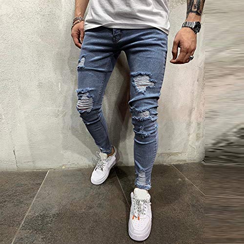 MMUJERY Pantalones Vaqueros Hombre Pitillo Pantalones Largos para Hombre Pantalones Casuales Moda Vaqueros Rotos Hombre Slim Fit