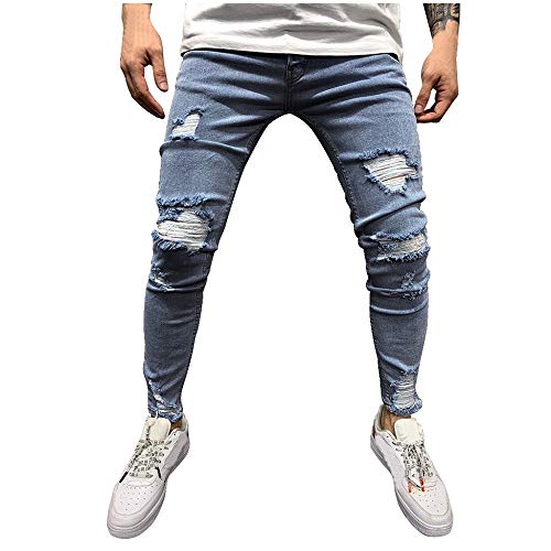 MMUJERY Pantalones Vaqueros Hombre Pitillo Pantalones Largos para Hombre Pantalones Casuales Moda Vaqueros Rotos Hombre Slim Fit