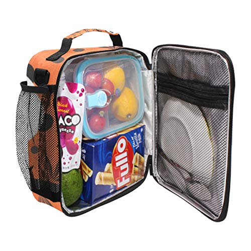 Mnsruulunch - Bolsa para niños y niñas, con aislamiento y correa ajustable para el hombro, resistente al agua y a las fugas para viajes escolares y oficinas (naranja panda)