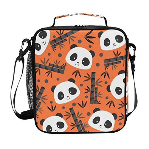 Mnsruulunch - Bolsa para niños y niñas, con aislamiento y correa ajustable para el hombro, resistente al agua y a las fugas para viajes escolares y oficinas (naranja panda)