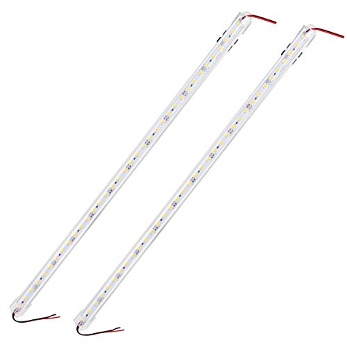 Mobestech 2pcs DC 12V 50CM Barra de tira LED rígida de aluminio para vitrina y luz debajo del gabinete (blanco cálido)