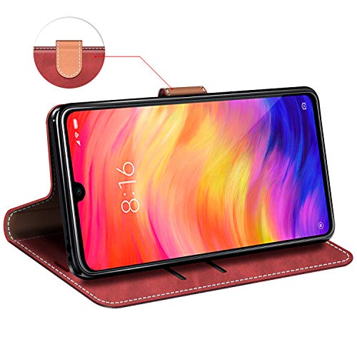 MOBESV Funda para Xiaomi Redmi Note 7, Funda Libro Xiaomi Redmi Note 7, Funda Móvil Xiaomi Redmi Note 7 Magnético Carcasa para Xiaomi Redmi Note 7 Funda con Tapa, Rojo