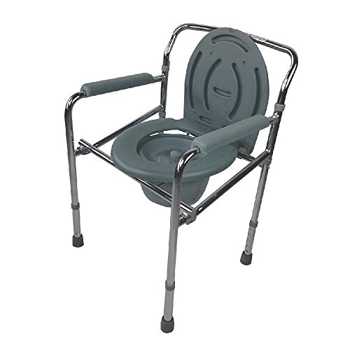 Mobiclinic, Puente, Silla con WC o inodoro para discapacitados, minusválidos, ancianos, Plegable, Reposabrazos, Asiento ergonómico, Acero cromado, Conteras antideslizates