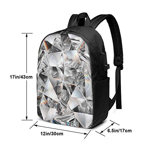 Mochila para portátil AOOEDM con Textura de Diamante, Estilo Cristal, Resistente al Agua, Mochila Escolar universitaria con Puerto de Carga USB