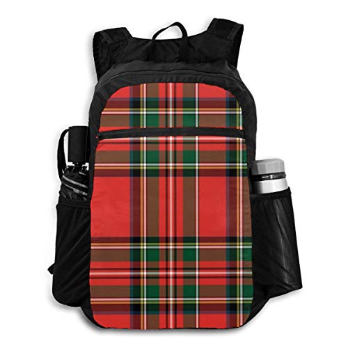 Mochila Plegable Elegante Royal Stuart Tartan Plaid Men Perfectamente portátil Mochilas de día para Viajes Mujeres Senderismo Mochila Ligera Impermeable Viajes Camping al Aire Libre