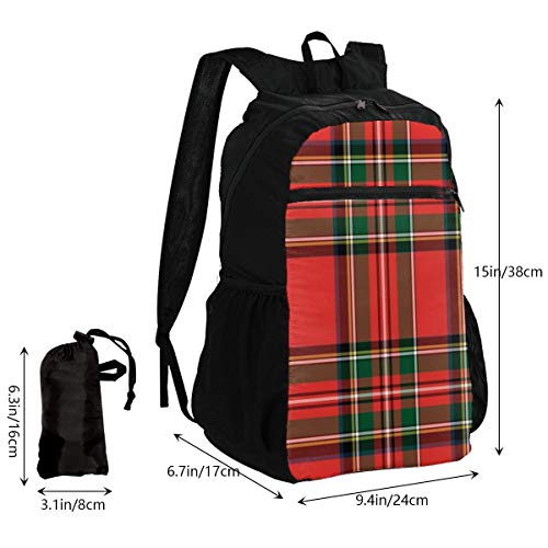 Mochila Plegable Elegante Royal Stuart Tartan Plaid Men Perfectamente portátil Mochilas de día para Viajes Mujeres Senderismo Mochila Ligera Impermeable Viajes Camping al Aire Libre