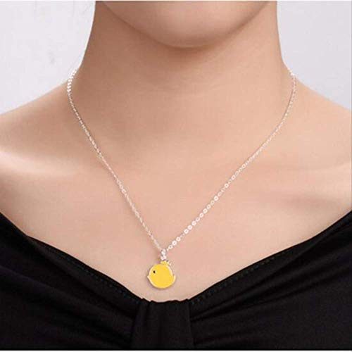 Moda Coreana Lindo Animal 925 joyería de Plata esterlina Venta al por Mayor Collar con Colgante Femenino de Pollo Amarillo 45 cm con Cadena