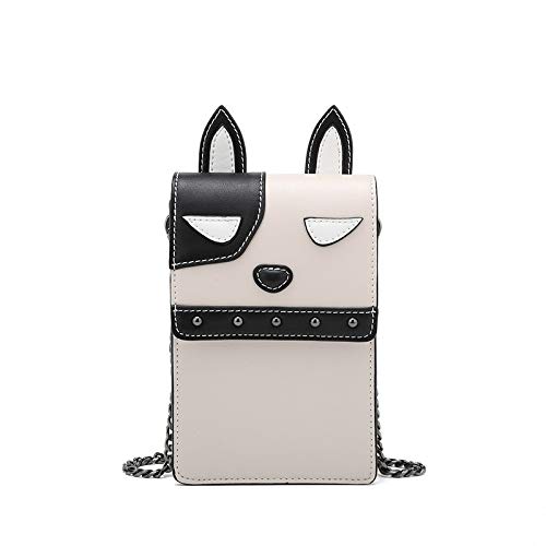 Moda Slung bolsa de teléfono mujer cadena dibujos animados Mini bolso de hombro 12 * 5 * 19 cm dos colores, color Blanco, talla Talla única