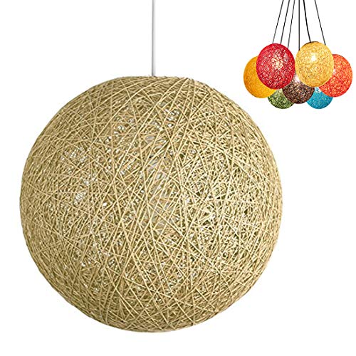 Modern celosía mimbre Rattan globo bola estilo techo colgante luz pantalla creativa personalidad bar, cafetería, habitaciones, restaurante simple decoración iluminación (Crema, 23cm)