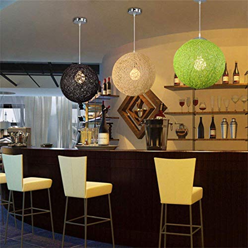 Modern celosía mimbre Rattan globo bola estilo techo colgante luz pantalla creativa personalidad bar, cafetería, habitaciones, restaurante simple decoración iluminación (Crema, 23cm)