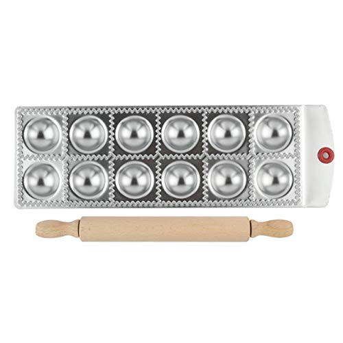 Molde de Raviolis de Aluminio con Rodillo, FantasyDay Juego de 2 Molde para Empanadillas Moldeador de Ravioles - Ideales Molde para Hacer Raviolis, Pierogi, Pie, Empanadillas, Pastas o Galletas