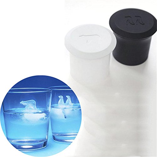 Molde de silicona 3D para cubitos de hielo, diseño de oso polar y pingüino, libre de BPA para whisky Scotch Beber 2 paquetes
