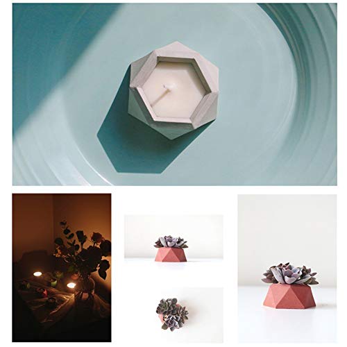 Molde de silicona hexagonal para maceta con forma de diamante para hacer velas de plantas suculentas, macetas, cemento, moldes de resina para cenicero blanco