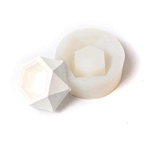 Molde de silicona hexagonal para maceta con forma de diamante para hacer velas de plantas suculentas, macetas, cemento, moldes de resina para cenicero blanco