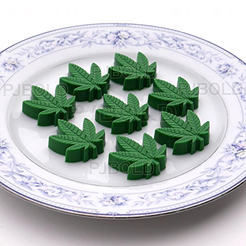 Molde de silicona para caramelos de marihuana con forma de hoja, para chocolate, fiestas, 3 unidades