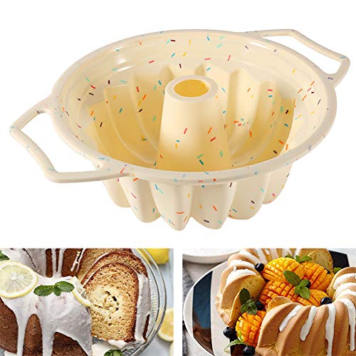 Molde de silicona para hornear pasteles, molde redondo de 10 pulgadas para pasteles, molde de lata para pasteles, bandeja redonda para pasteles, utensilios para hornear antiadherentes con asas, para g