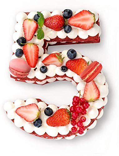 Molde de silicona para tartas de Baker Boutique con número 5 grande, para cumpleaños y aniversario de boda, tamaño grande de 10 pulgadas (5)