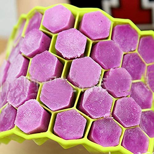 Molde inofensivo para alimentos 37 cubos de hielo rejillas de nido de abeja for hacer helado Formulario DIY Molde de paleta Moldes Yogurt Ice Box Nevera Trata Congelador, 2 PCS (Color : Green)