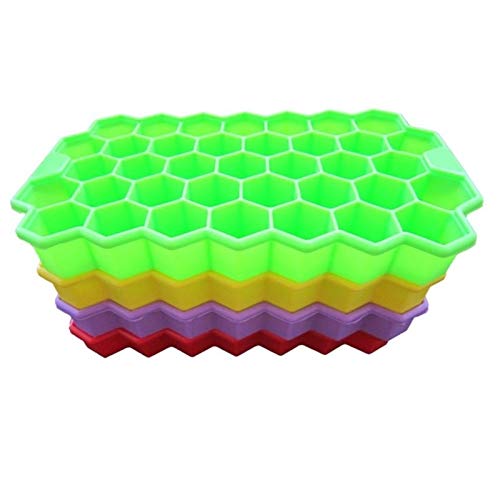 Molde inofensivo para alimentos 37 cubos de hielo rejillas de nido de abeja for hacer helado Formulario DIY Molde de paleta Moldes Yogurt Ice Box Nevera Trata Congelador, 2 PCS (Color : Green)