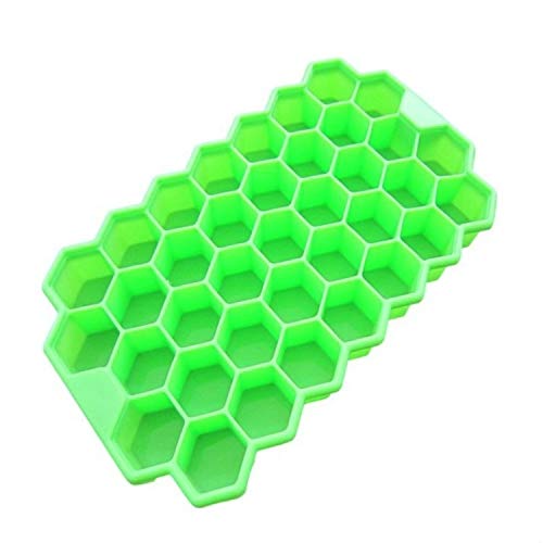 Molde inofensivo para alimentos 37 cubos de hielo rejillas de nido de abeja for hacer helado Formulario DIY Molde de paleta Moldes Yogurt Ice Box Nevera Trata Congelador, 2 PCS (Color : Green)