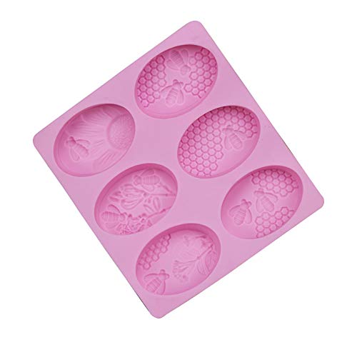 Molde ovalado de silicona para 6 cavitas, molde para pastel, chocolate, cupcakes, muffins, molde para manualidades caseras Tamaño libre rosa