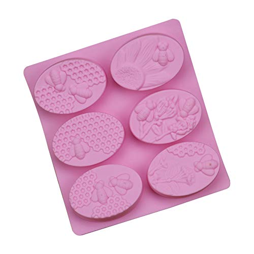 Molde ovalado de silicona para 6 cavitas, molde para pastel, chocolate, cupcakes, muffins, molde para manualidades caseras Tamaño libre rosa