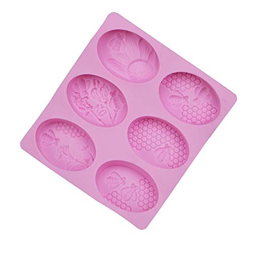 Molde ovalado de silicona para 6 cavitas, molde para pastel, chocolate, cupcakes, muffins, molde para manualidades caseras Tamaño libre rosa